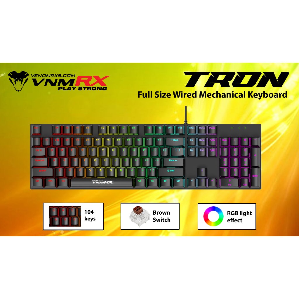 Jual Keyboard Venomrx Tron - Full Size RGB Gaming Keyboard Mechanical ...
