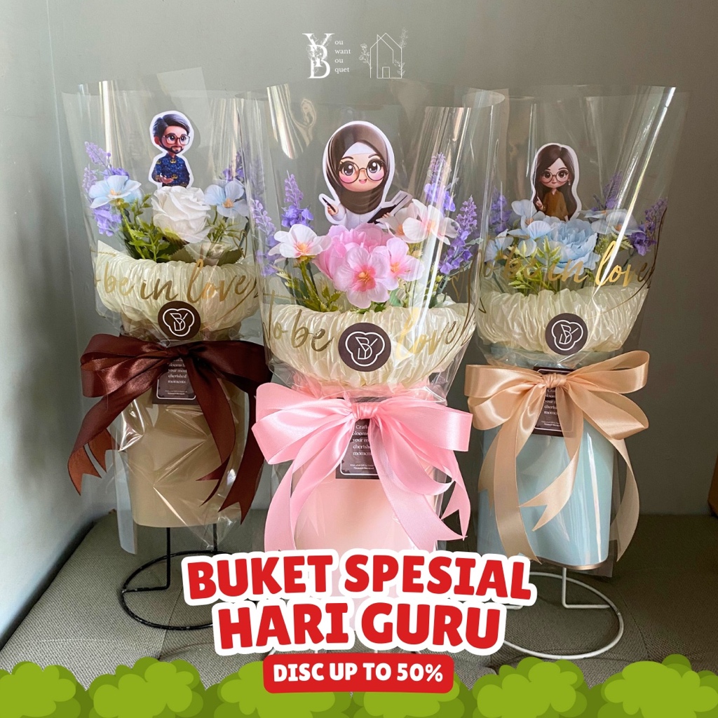 Jual Buket Spesial Hari Guru model korean bouquet free ucapan dan ...
