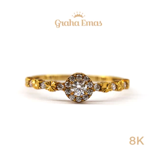 Graha Emas Cincin Emas Kuning Bentuk Round 8K - Yellow Gold Round Model Ring 8 Carat M105