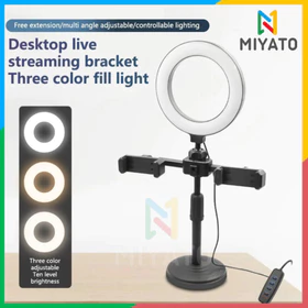 Miyato Lampu Ring 16cm Dan Stand Desktop Mode Double USB Dual 360 Lipat Live Streaming Tripod