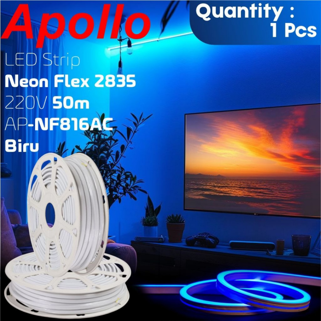 Jual LED Strip Neon Flex Merek Apollo 220V AP-NF816AC 50 Meter Warna ...