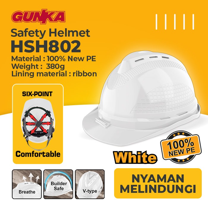 Jual White Safety Helmet (380g) INGCO HSH802 Helm Keselamatan Putih ...