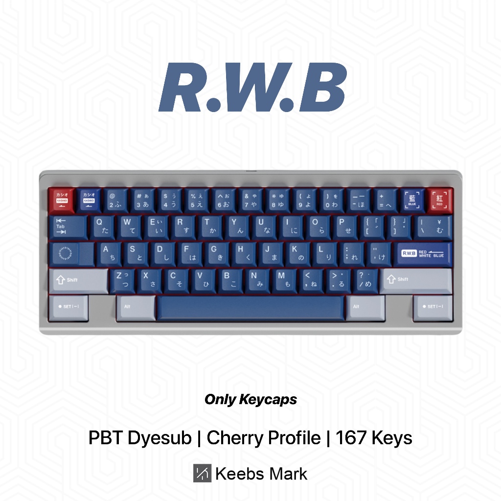 Jual RWB Keycaps PBT Dyesub 167 Keys Cherry Profile Mechanical Keyboard ...