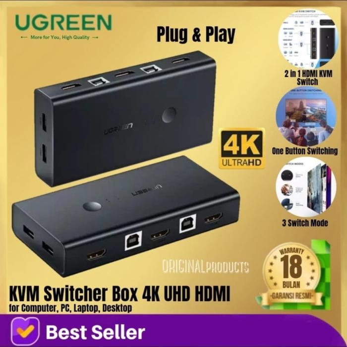 Jual Ugreen 2 port HDMI Switcher Splitter 4K 60hz TV PC pip monitor ...