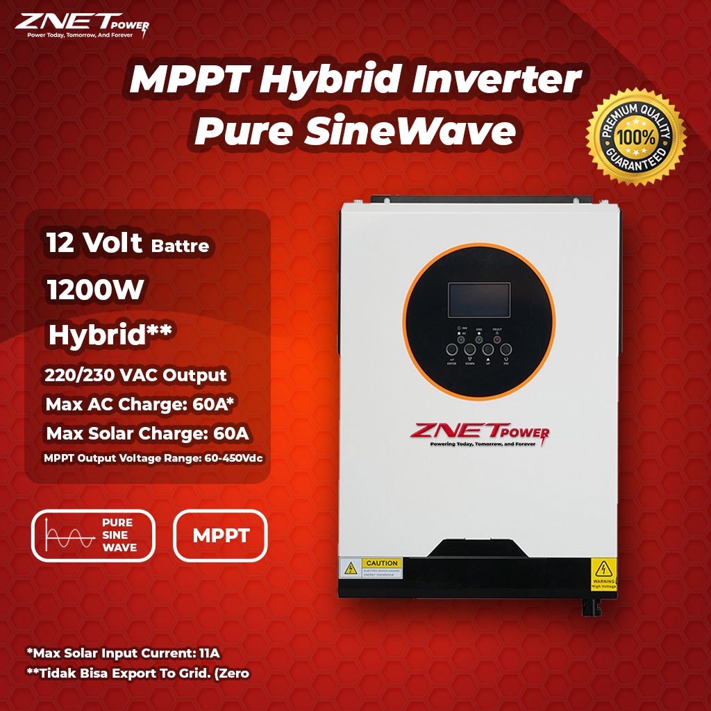 Jual MPPT Hybrid Inverter Pure Sine Wave 60A 12V 1200W 1.2KW 220V ...