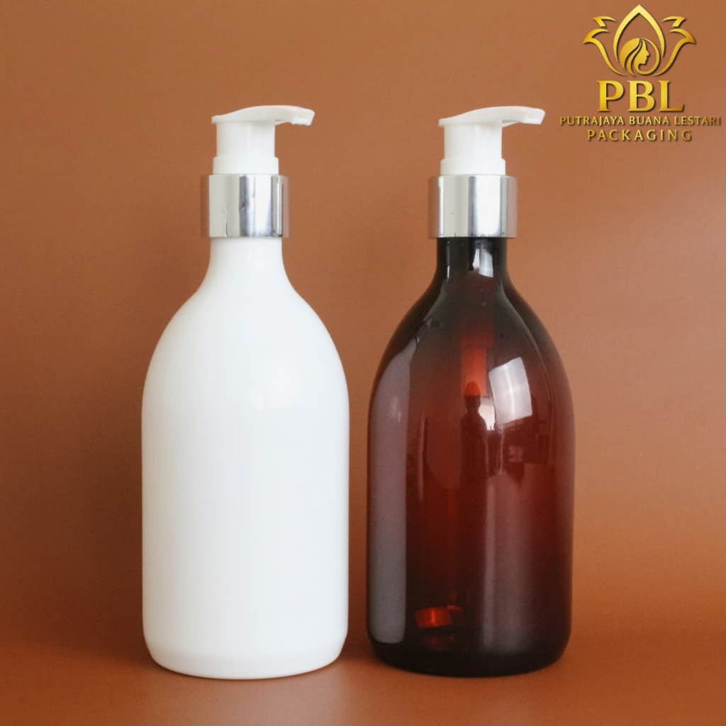 Jual Botol Lotion Pump 300ml-Tutup Pump Alumunium Neck 24 Silver/Botol ...
