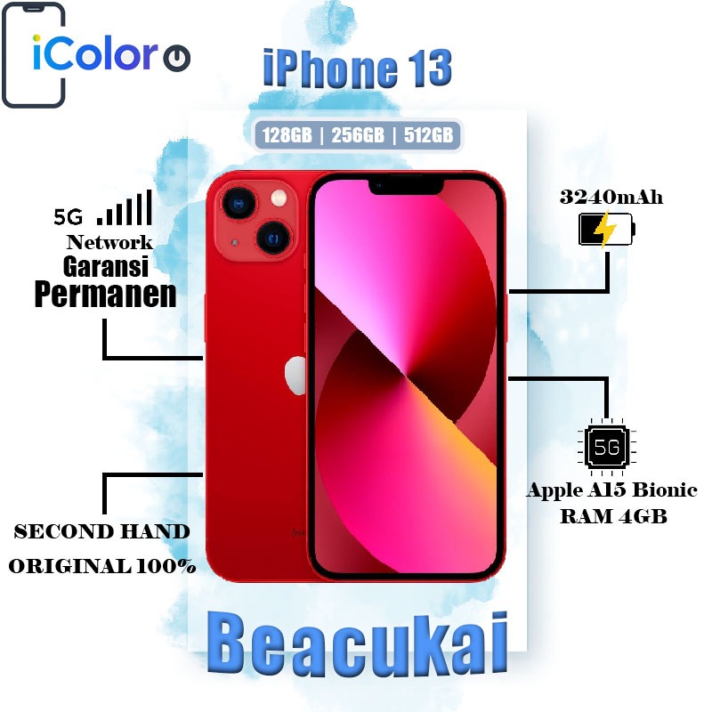 Beacukai iPhone 13 128GB 256GB 512GB Permanen Secondhand Mulus Normal 100% Original Fullset IMEI Terdaftar BeaCukai
