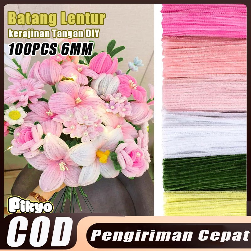 PIKYO 100Pcs Twist Stick Kawat Bulu Mercy 30Cm Pipe Cleaner Pastel Warna Macaron Kawat Bulu Mercy Wire Craft Pipe Toys Mainan Anak Craft Diy Kerajinan Tangan
