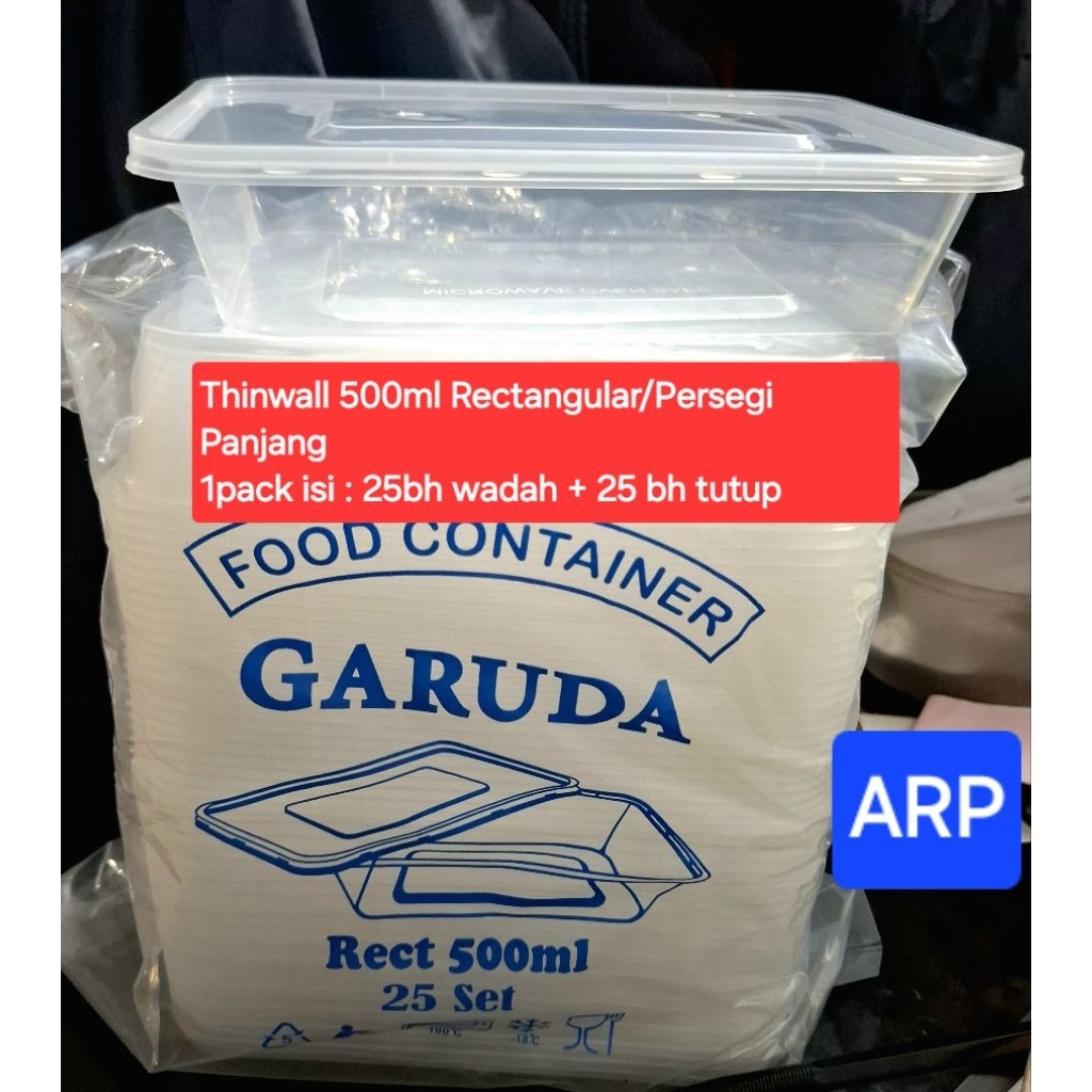 Jual thinwall 500ML RECTANGULAR isi 25set/THINWALL 500ML rec /thinwall ...