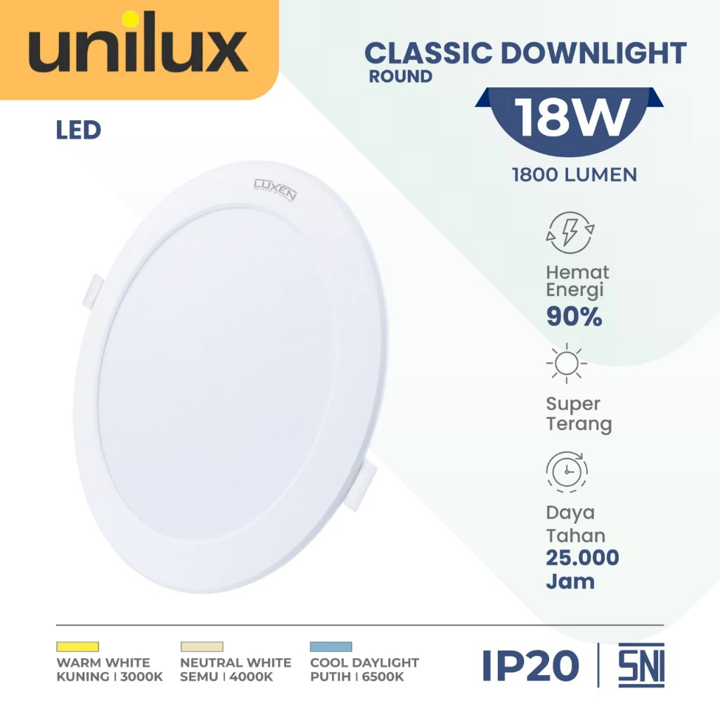 Jual Luxen Downlight IB LED Bulat Classic 6W 12W 18W Watt Cahaya Putih ...