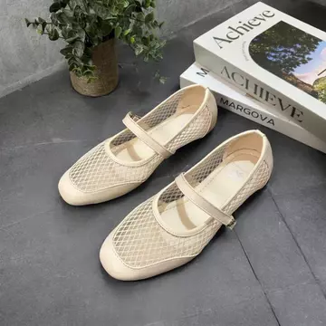 Sepatu Flat Wanita Flatshoes Wanita 2025 Motif Renda Jaring Korea Empuk