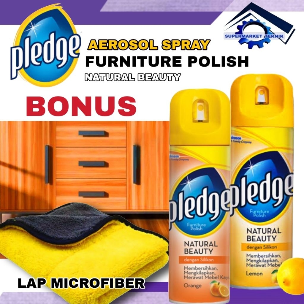 Jual Pledge Aerosol Spray Lemon 330ml Bonus Lap Microfiber Serbaguna ...