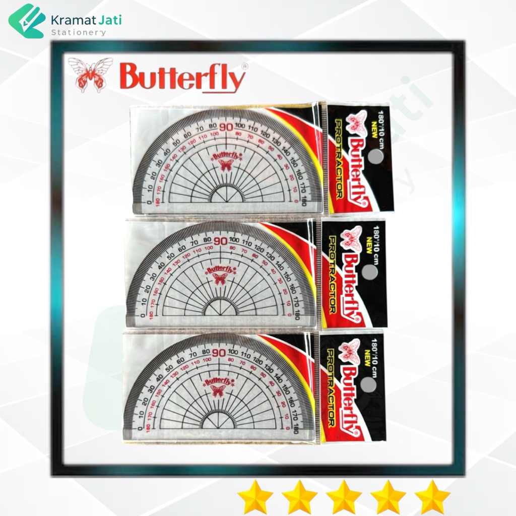 Jual BUTTERFLY Glass Protractor/Penggaris Busur 180° [1 Lusin] | Shopee ...