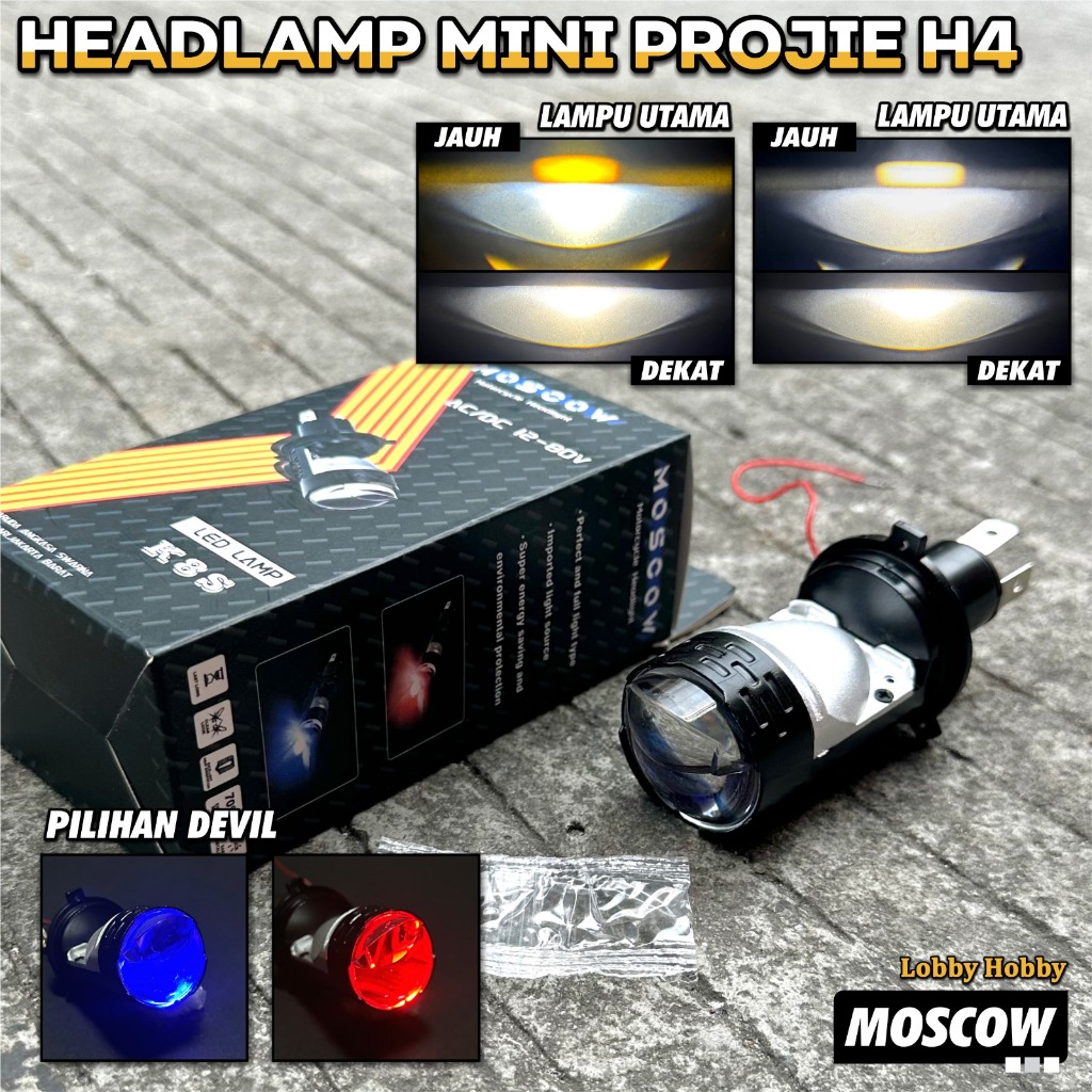 Jual Biled Projector Lampu Utama H4 LASER CUT OFF FLAT 55W LED H4 ...
