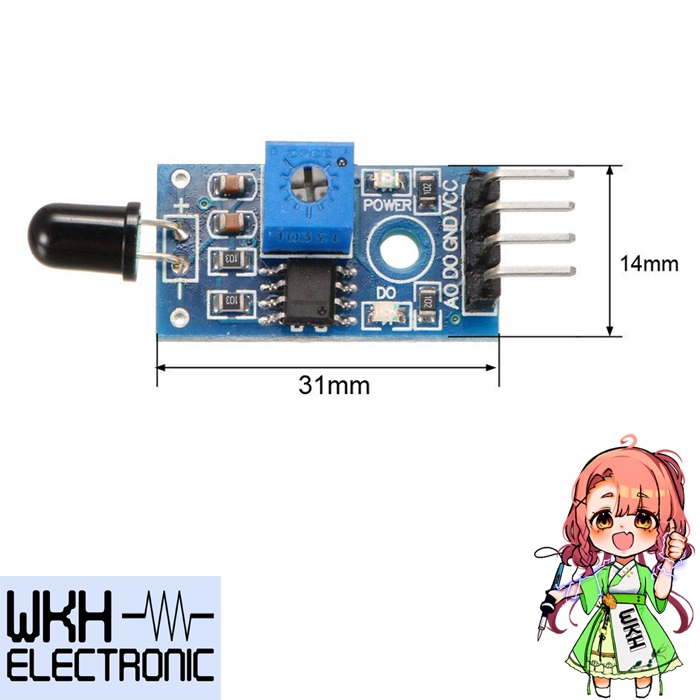 Jual Flame Sensor Module IR Infrared Flame Detection Fire Detector ...