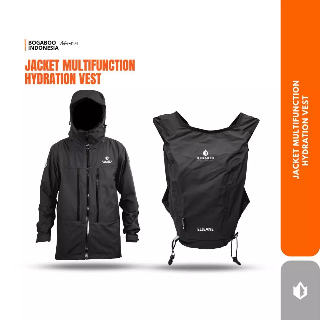 BOGABOO jacket Eljeane WATERPROOF Pria wanita - tas hydropack Eljeane 10 L trail running - tas lari - tas sepeda - jaket gunung gorpcore - jaket 1 lapis windrpoof - jaket 2 in 1