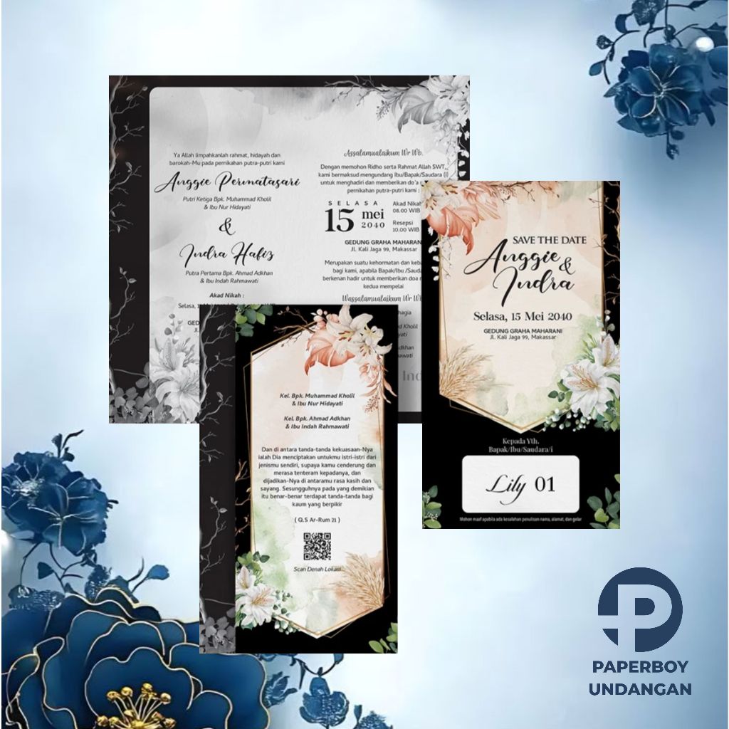 Jual UNDANGAN RUSTIC UNIK MURAH KEKINIAN UNDANGAN PERNIKAHAN SERI LILY ...