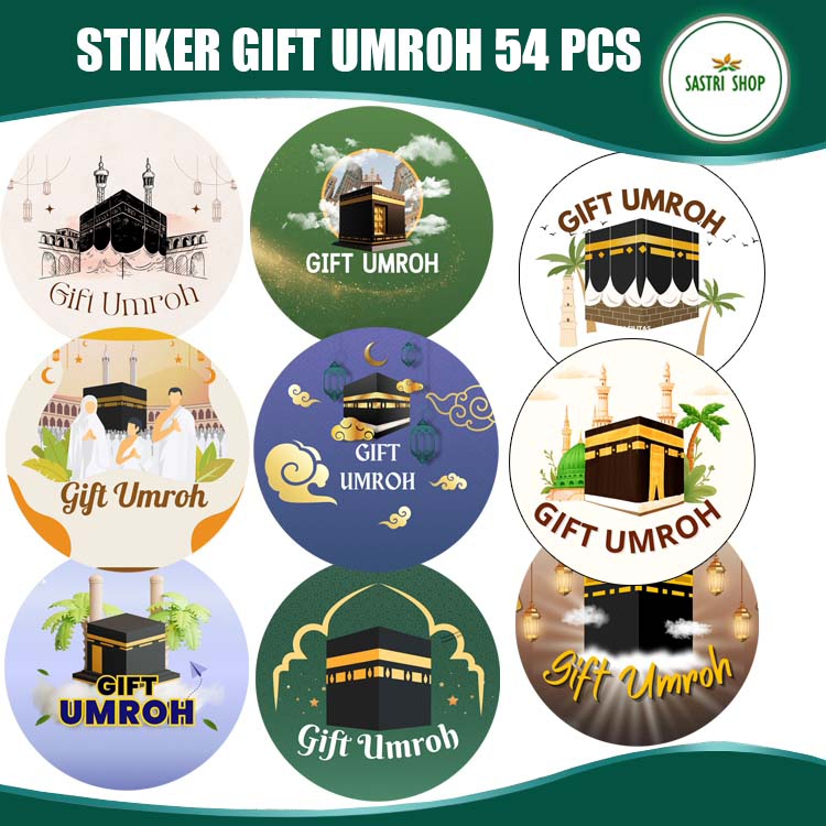 Jual Stiker Gift Umroh Isi 54 Pcs Ukuran Besar 4,8 cm! (Bisa Ganti Nama ...