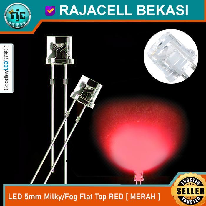 Jual LED 5mm Clear Red Merah Flat Top 2P Body Bening Cahaya Merah High ...