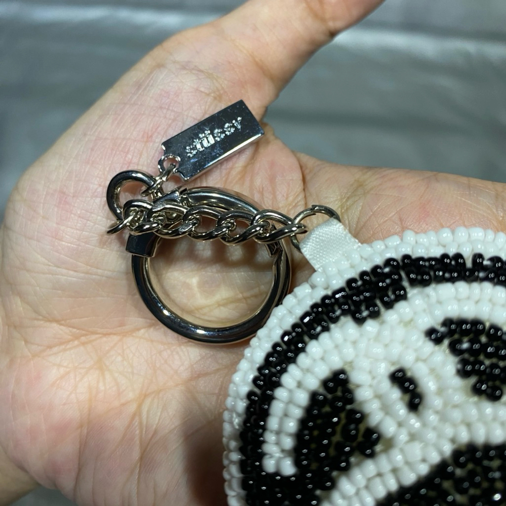 Jual Stussy SS Link Beaded Ball Keychain 'Black/White' SS24