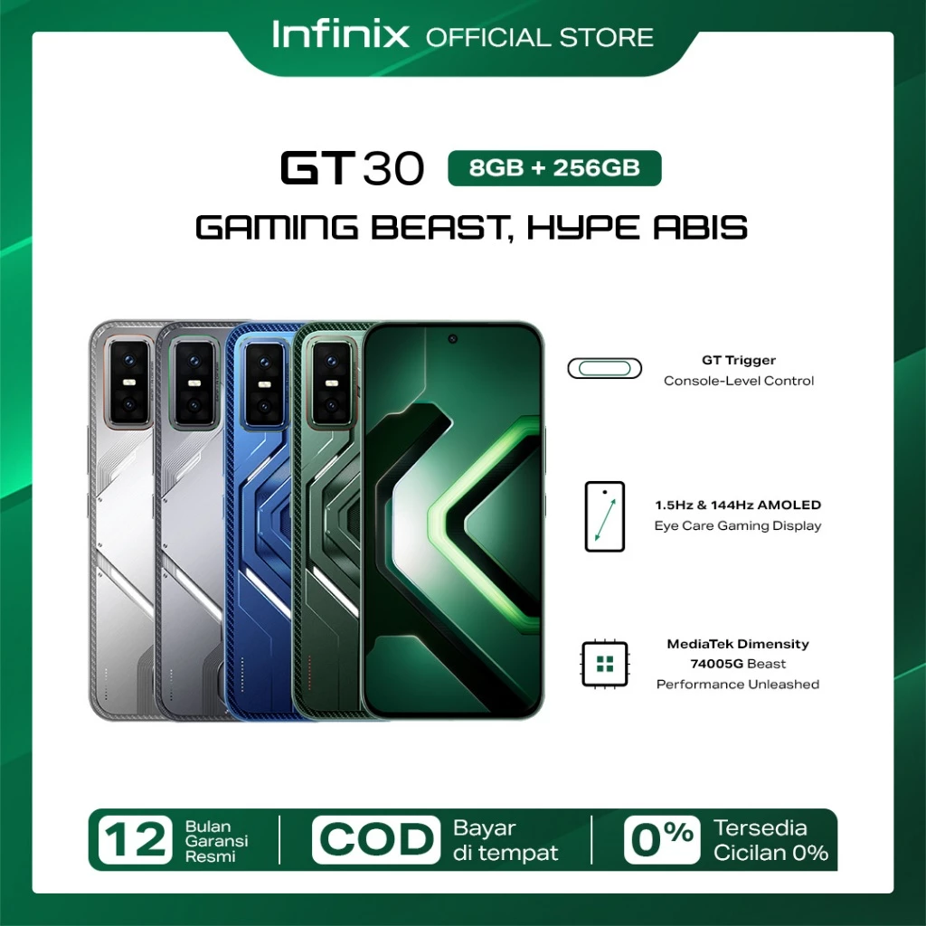Infinix GT 30 5G tampak depan dengan layar 144Hz AMOLED
