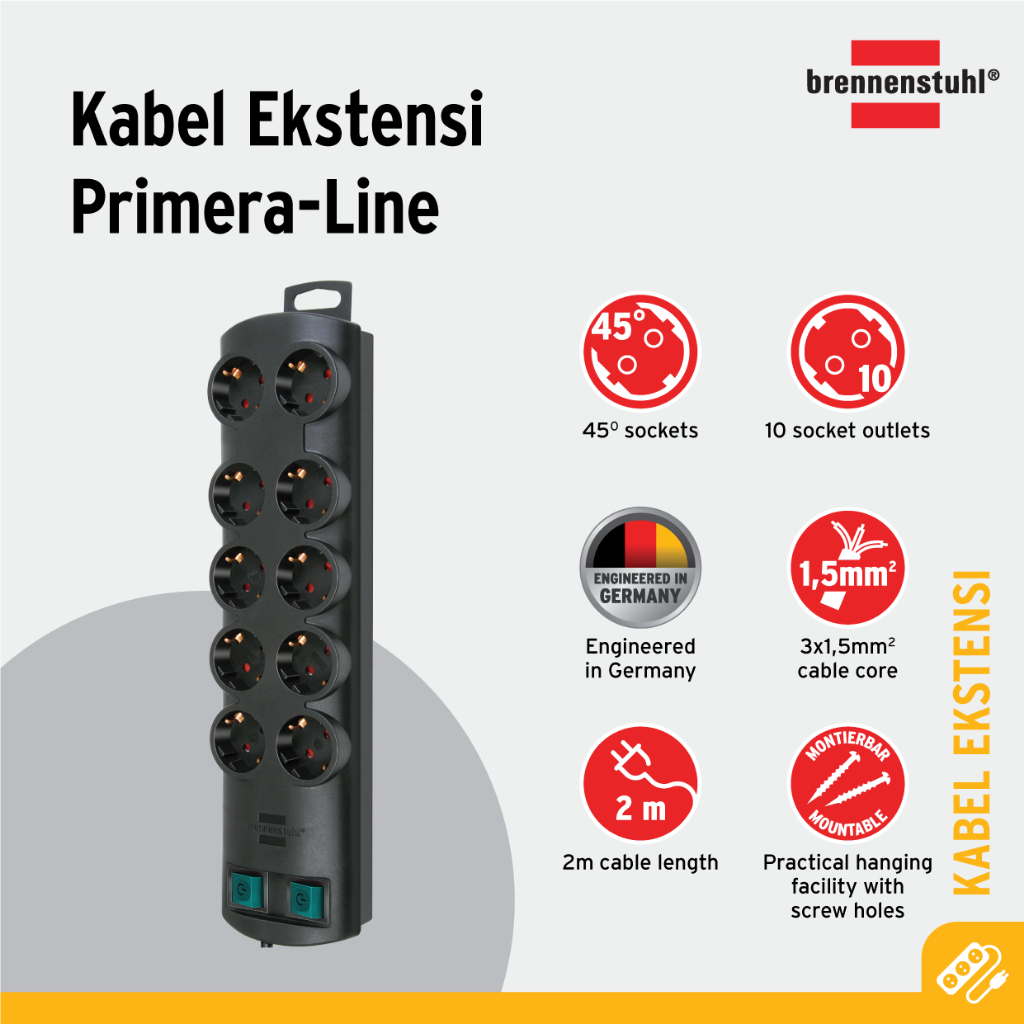 Brennenstuhl Primera-Line DT IP44, digitale timer stopcontact (week-timer, IP44 bescherming en kinderbeveiliging), kleur: zilver (4 stuks