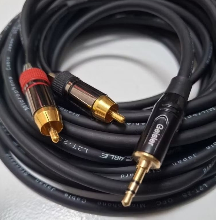 Jual KABEL AUDIO JACK AUX MINI STEREO 3,5MM TO 2X JEK RCA GOLD BLACK ...