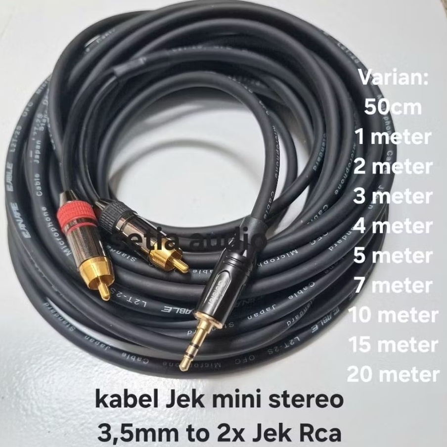 Jual KABEL AUDIO JACK AUX MINI STEREO 3,5MM TO 2X JEK RCA GOLD BLACK ...