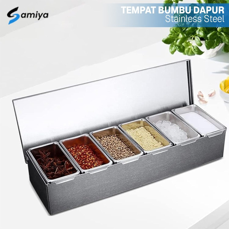 Jual tempat bumbu dapur stainless steel isi 6pcs / condiment seasoning ...
