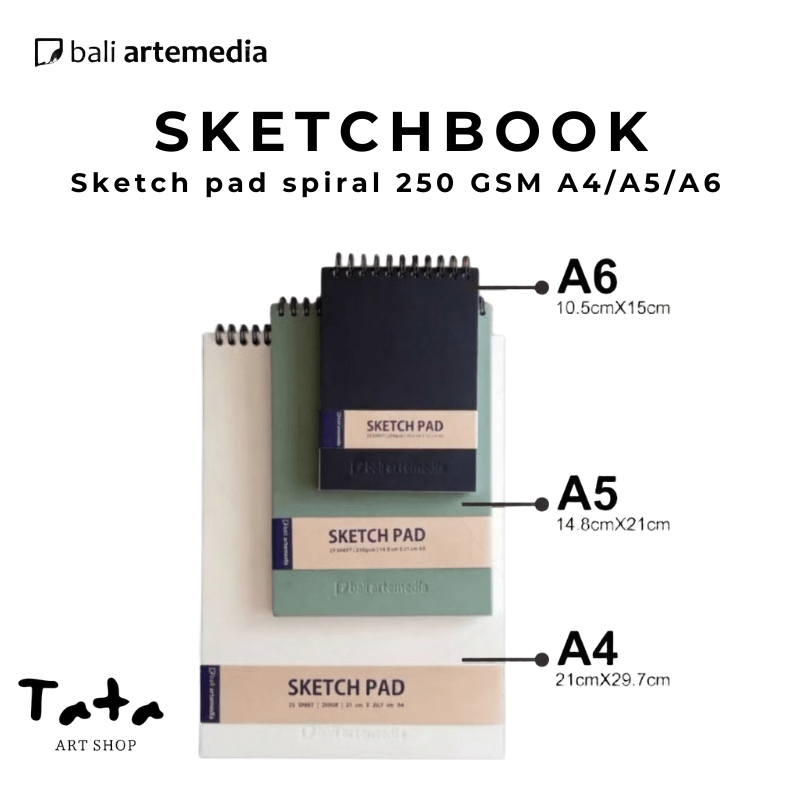 Jual Sketch Pad Sketchbook Bali Artemedia 250gsm A6 / A5 / A4 buku