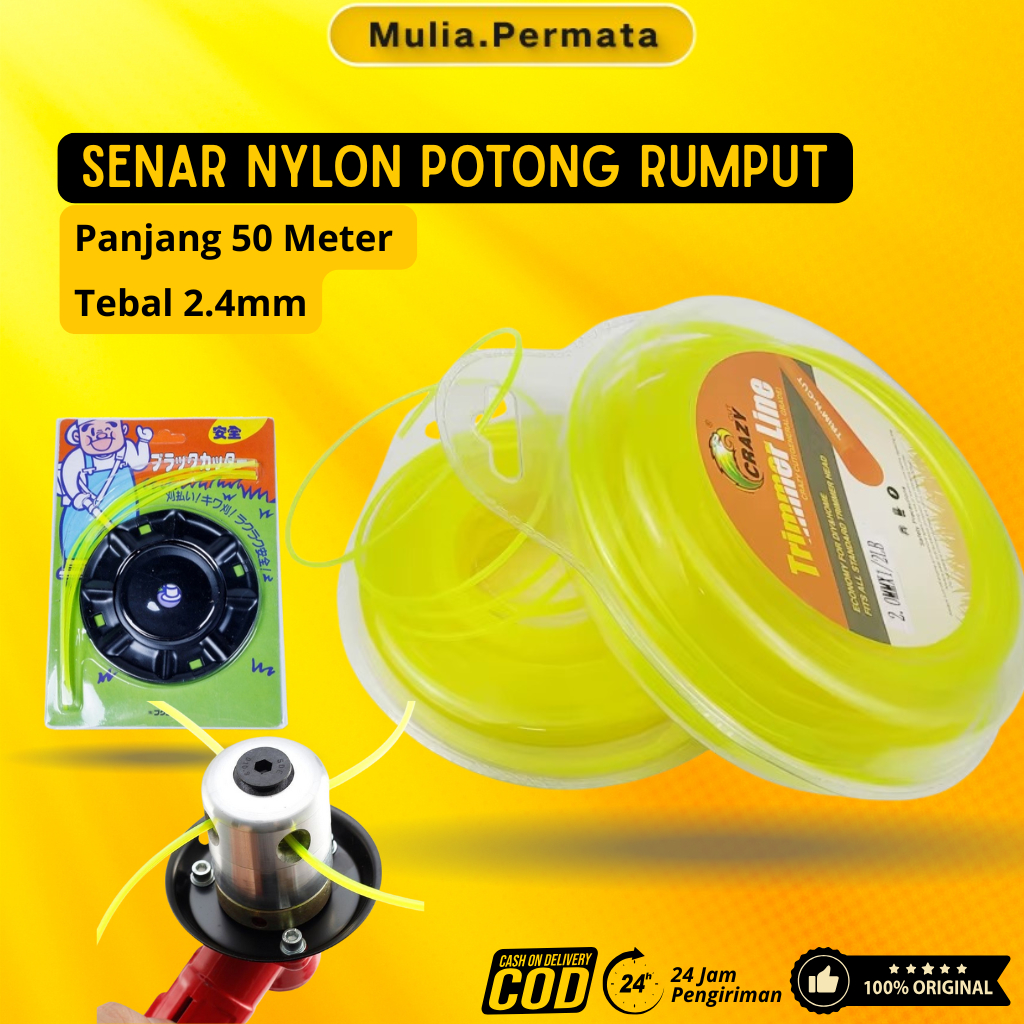 Jual Senar Nylon 50Meter Potong Rumput, Trimmer Line 2.4mm x 50M ...