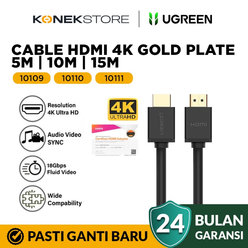 Jual Ugreen Kabel HDMI To HDMI 4K 60Hz 18Gbps Ultra HD 15 Meter ...
