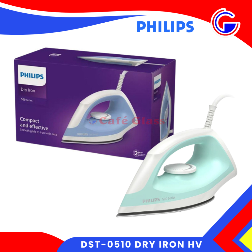 Setrika Listrik Dry Iron - Tapak Non-Stick - Philips Dst-0510 Hv - Setrika Anti Lengket