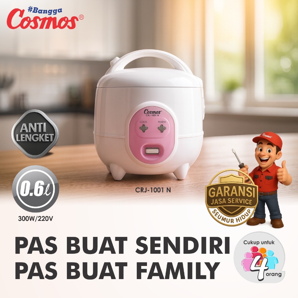 Jual Cosmos Rice Cooker Non Stick CRJ-1001 N - 0.6L | Shopee Indonesia