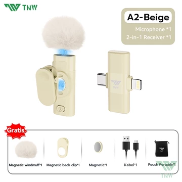TNW A2 A3 Wireless Microphone 2 In 1 Magnetic Lavalier Mikrofon HP Clip On Mic Portable