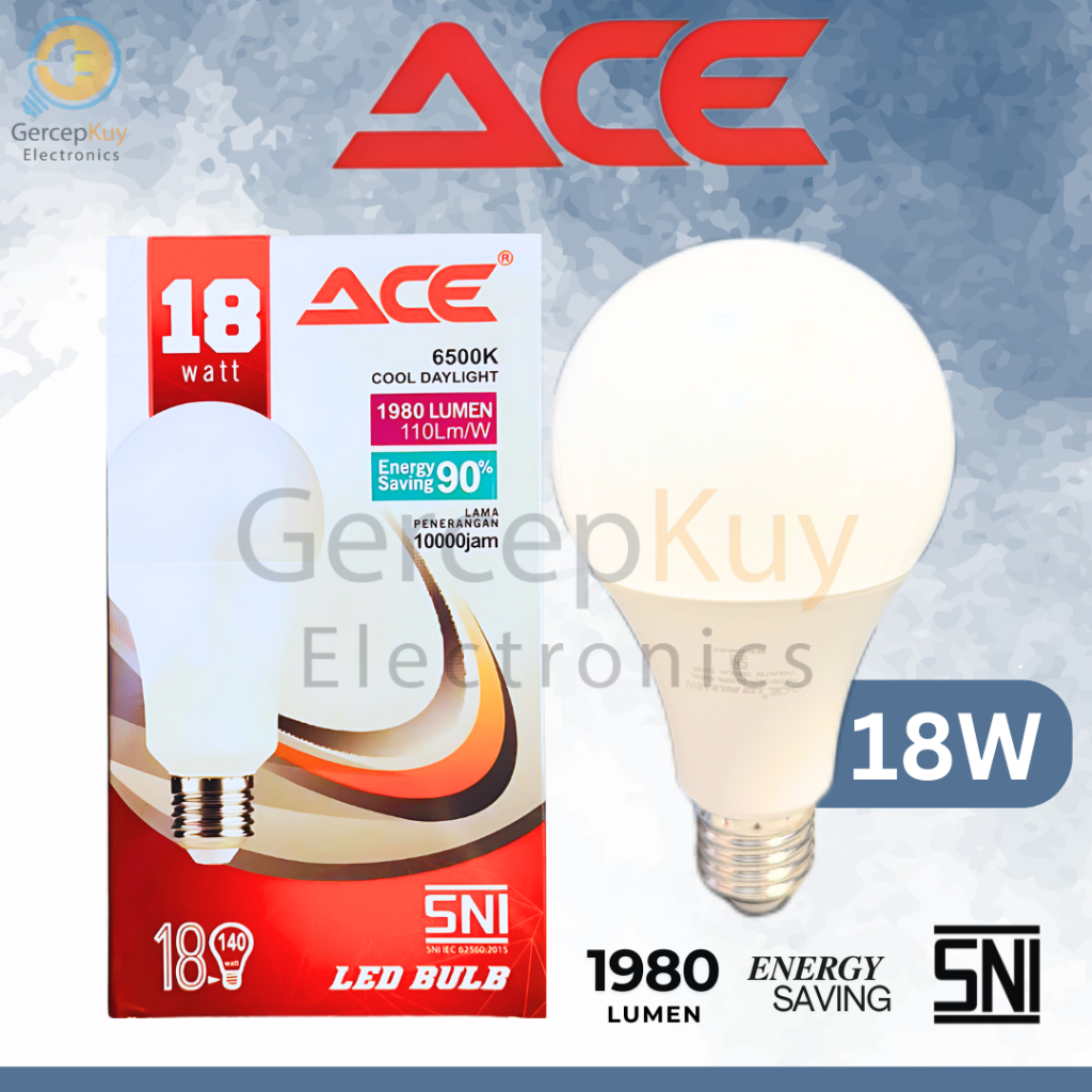 Jual Lampu LED Bulb ACE Putih 18W / 18Watt Putih Garansi E27 | Shopee ...