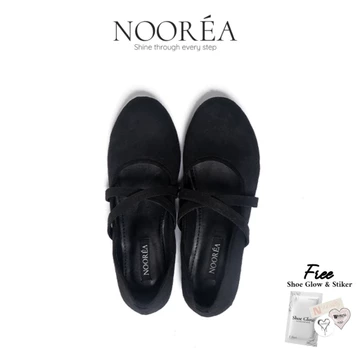 NOOREA Sepatu Wanita Lilianne Black Flatshoes Wanita Sepatu Balet Sepatu Casual Wanita Suede