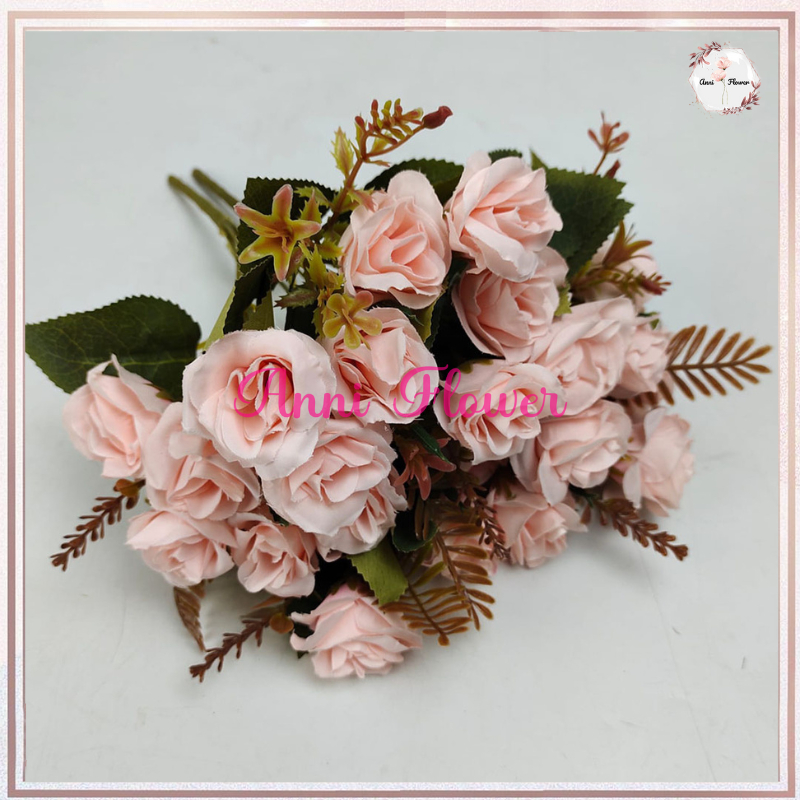 Jual Bunga Mini Rose Vintage Bunga Mawar artificial Imitasi kain untuk ...