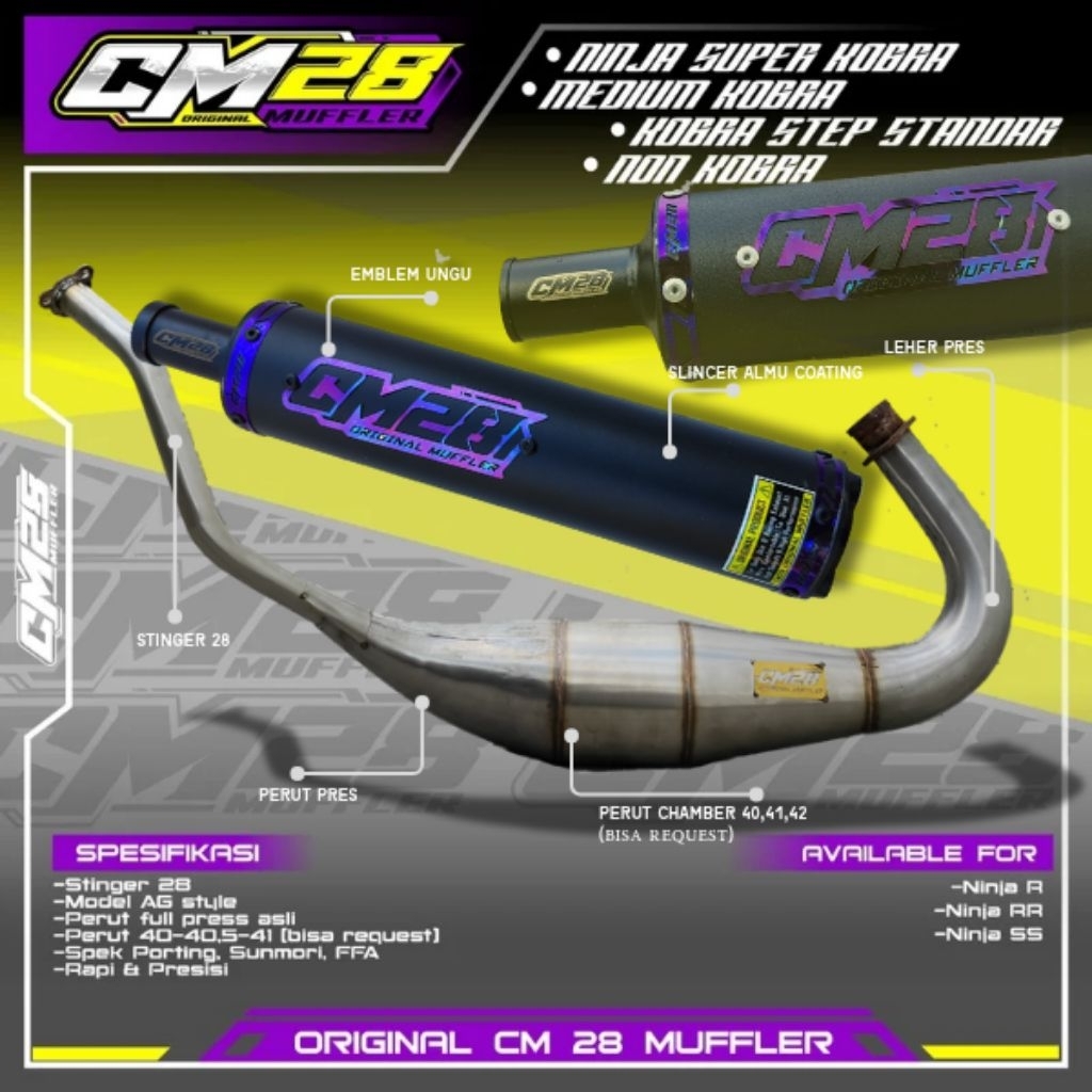 Jual Knalpot Ninja R RR SS CM28 original muffler V2 leher press tipe J ...