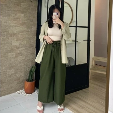 Celana Kulot Linen Rami Pinggang Full Karet Kulot Linen Premium