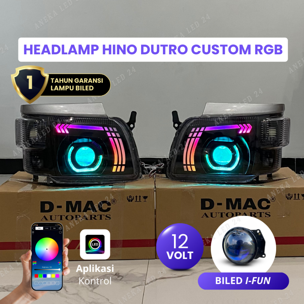 Jual Headlamp Hino Dutro Set Biled Custom RGB Headlamp Truk Hino Dutro ...