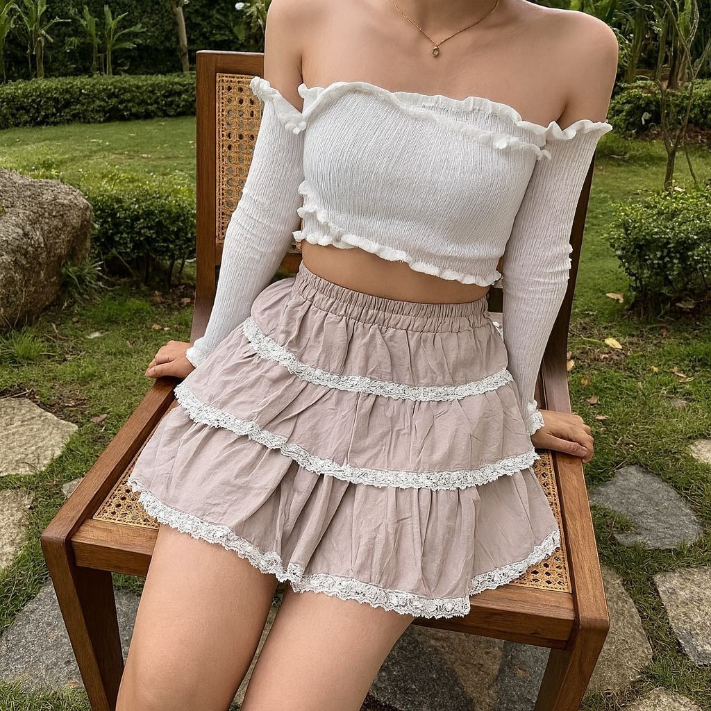 Jual DF - Rok MINNIE Susun Renda / Rok Mini Layer Korea | Shopee Indonesia