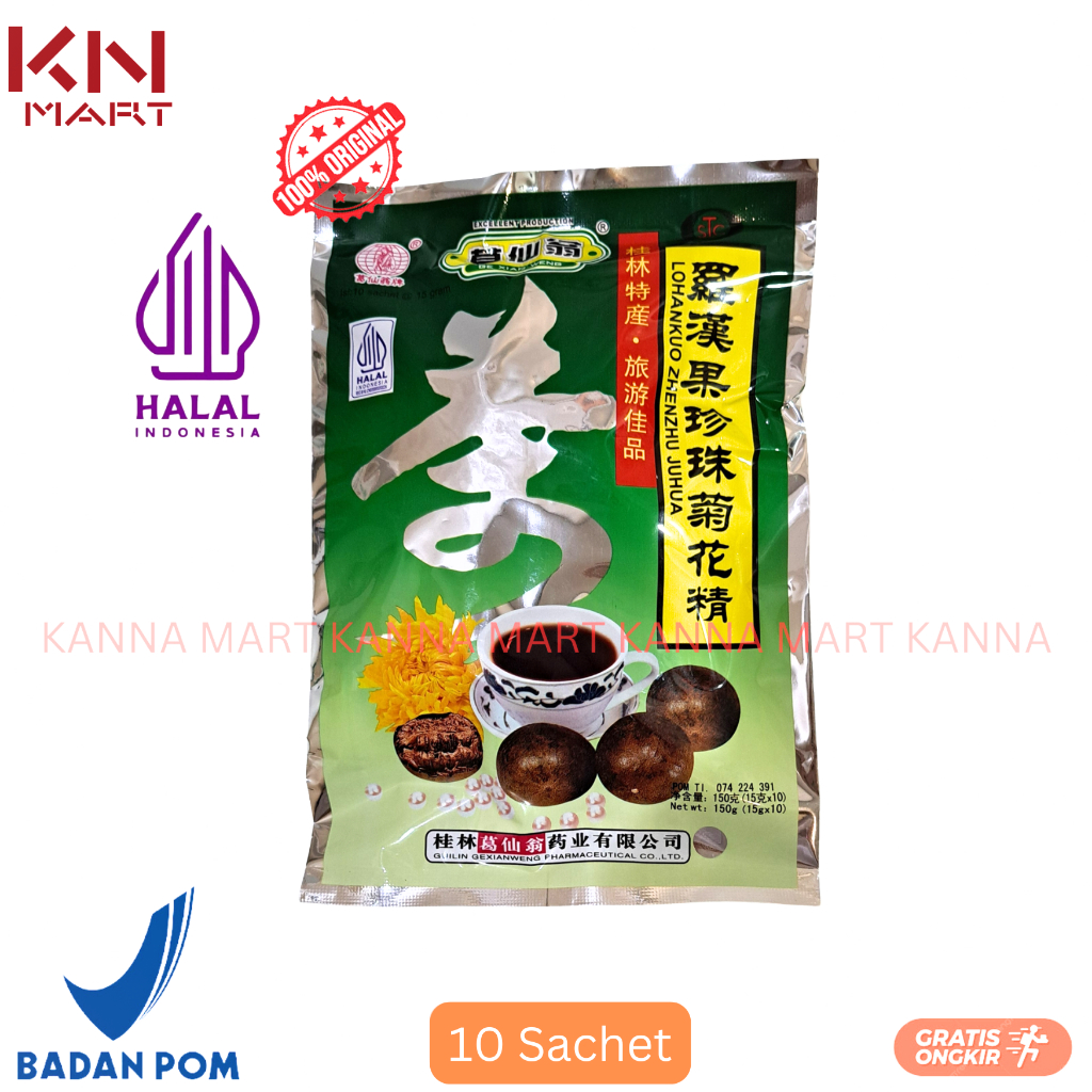 Jual Lohankuo Zhenzhu Juhua Ge Xian Weng 10 Sachet @ 15 Gram Halal ...