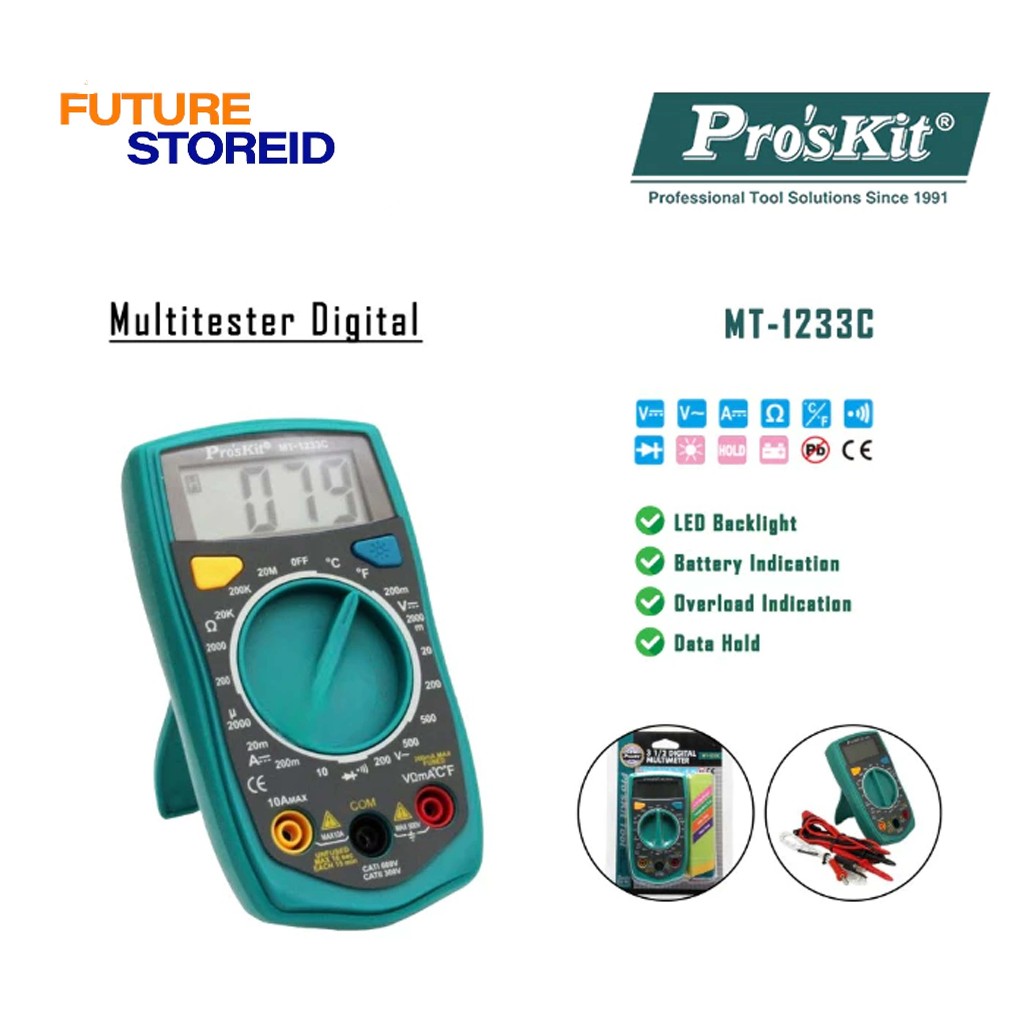 Jual Multimeter ProsKit TYPE TMT-1233C Digital - Multitester Digital ...