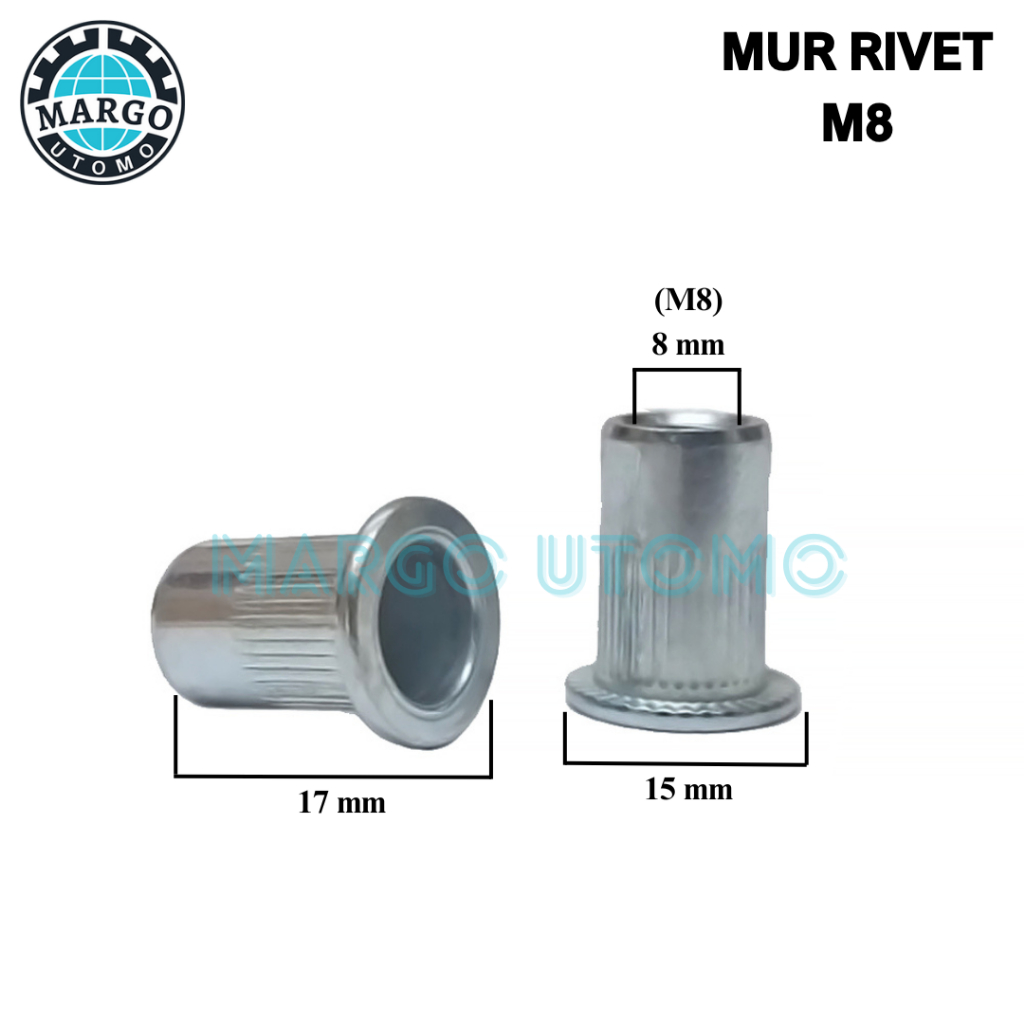 Jual Rivet Nut / Mur Keling Rivet Flat Aluminium M8 | Shopee Indonesia