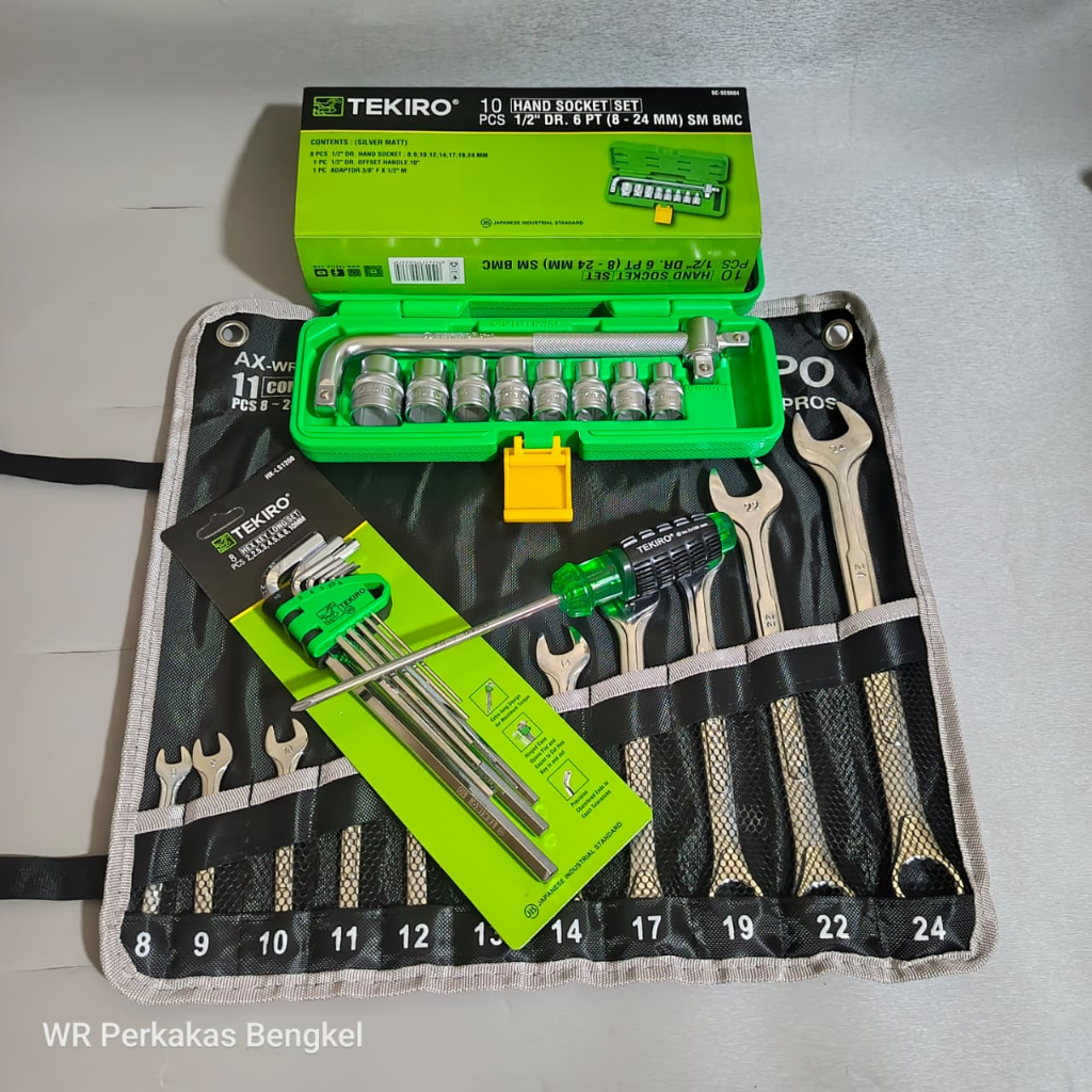 Jual TEKIRO Kunci Shock Sok Set 8-24 Mm Hand Socket 10 Pcs + Kunci Ring ...