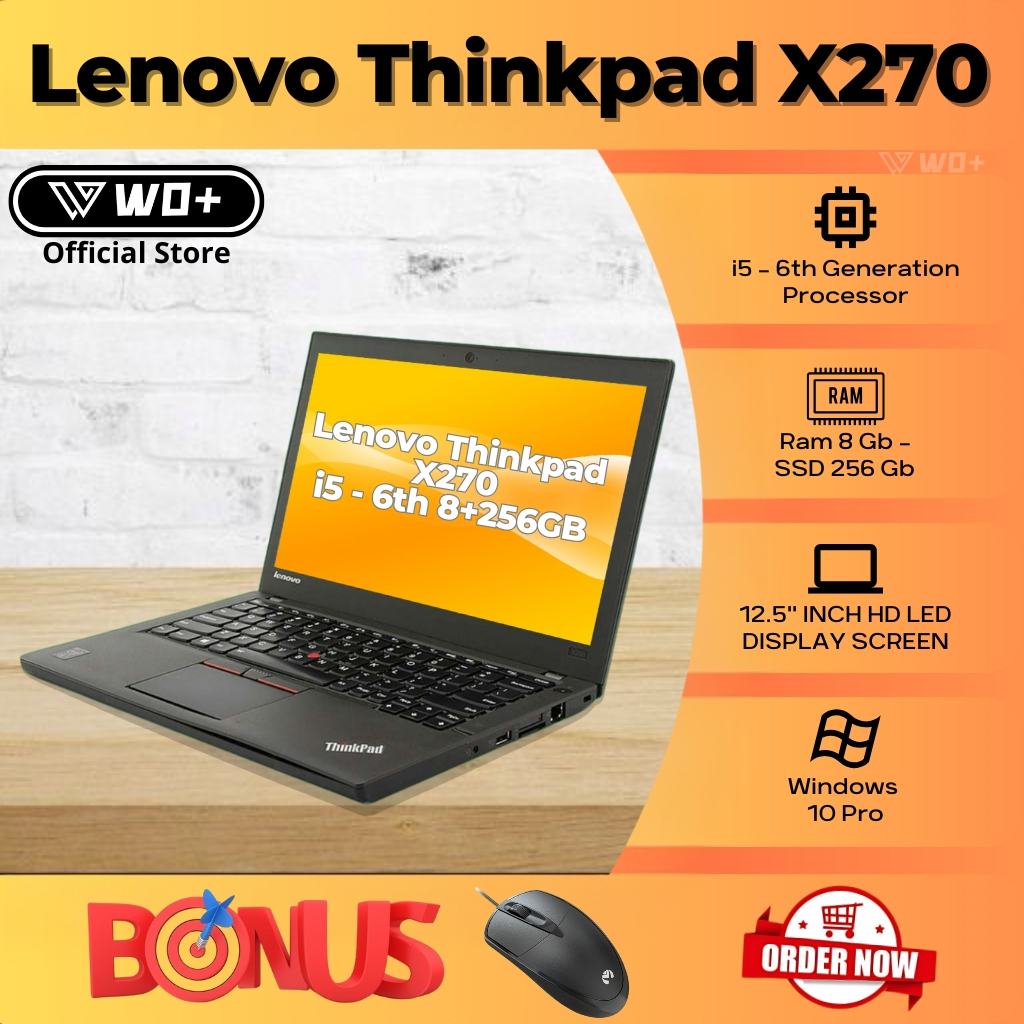 Jual Laptop Lenovo Thinkpad X270 Core i5 Gen6 RAM 8GB SSD 256GB
