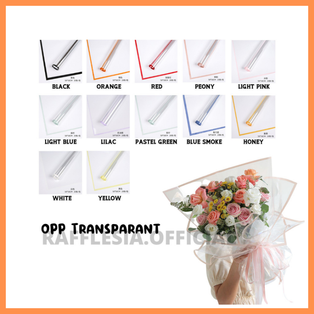 Jual [5 LEMBAR] Flower Wrapping Paper OPP Transparan Bening List Warna ...
