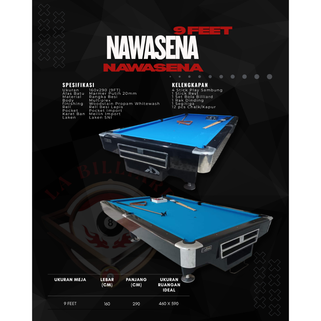 Jual MEJA BILLIARD 9 FEET NAWASENA Full Set Komplit | Meja Biliar Kayu ...