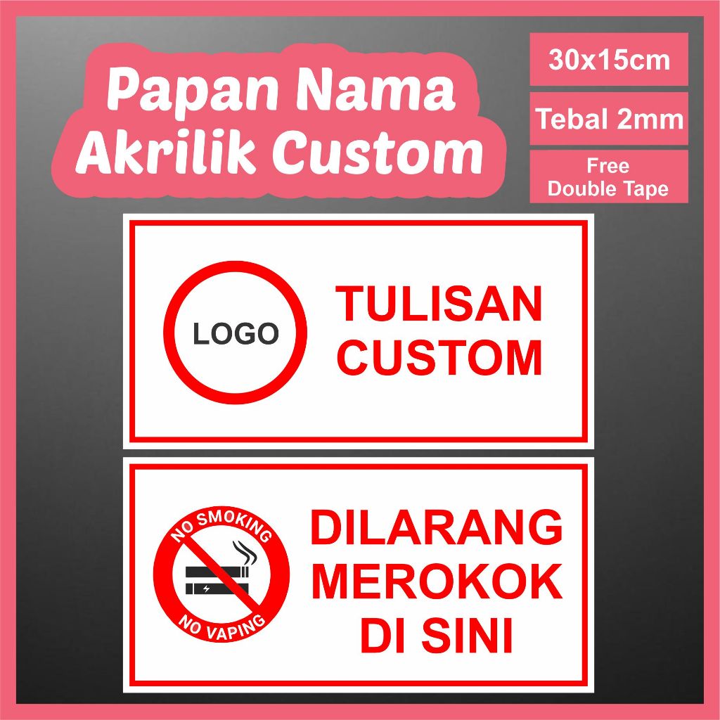 Jual [ 30x15cm ] PAPAN NAMA AKRILIK CUSTOM | Acrylic Sign Board Dinding ...